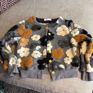 Fluffy 3 Dimensional Button Up Cardigan
